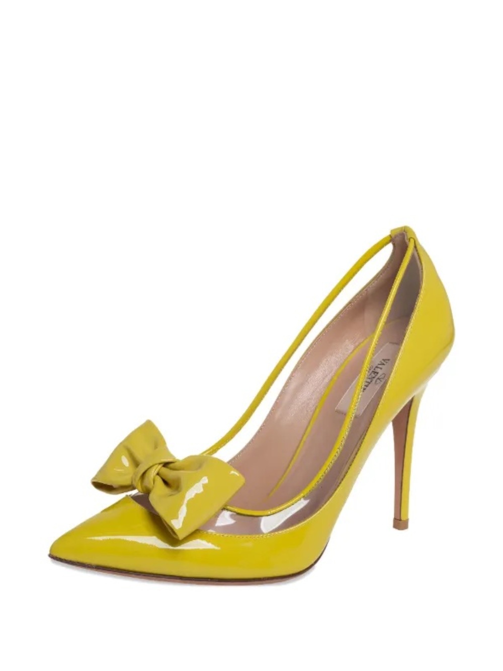 VALENTINO Yellow Patent Bow Pointed-Toe Pump